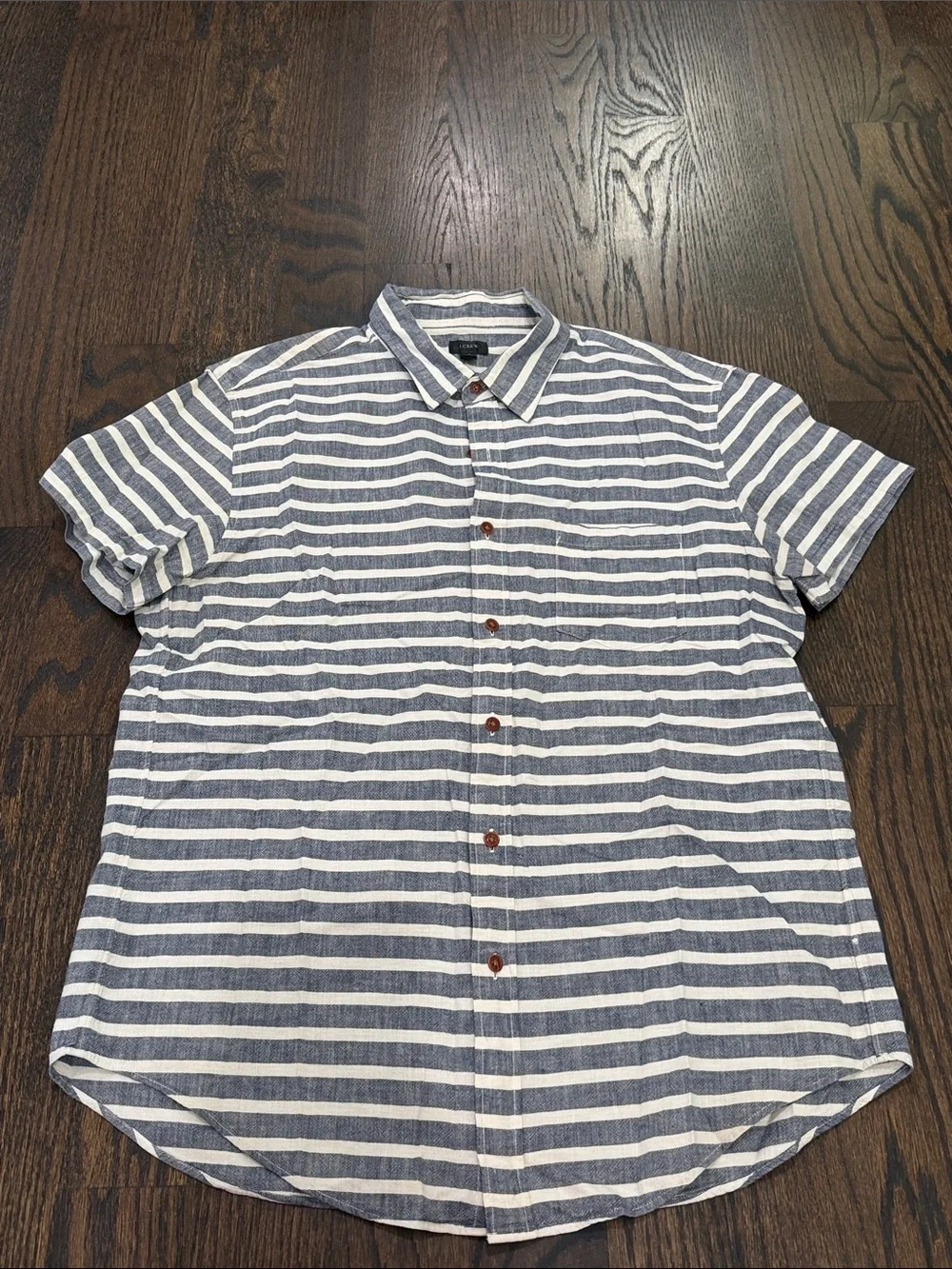 J crew stripped linen short sleeve